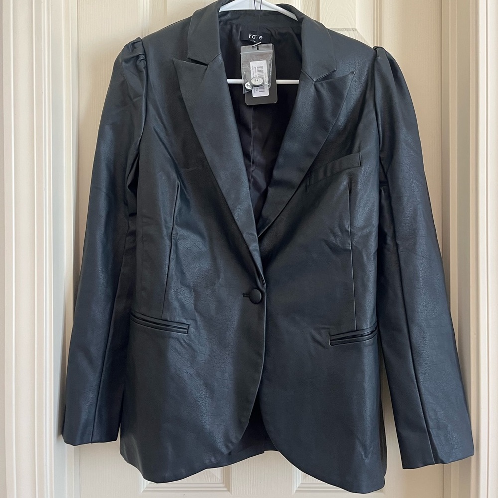 NWT- brand Fate- faux leather blazer- size S